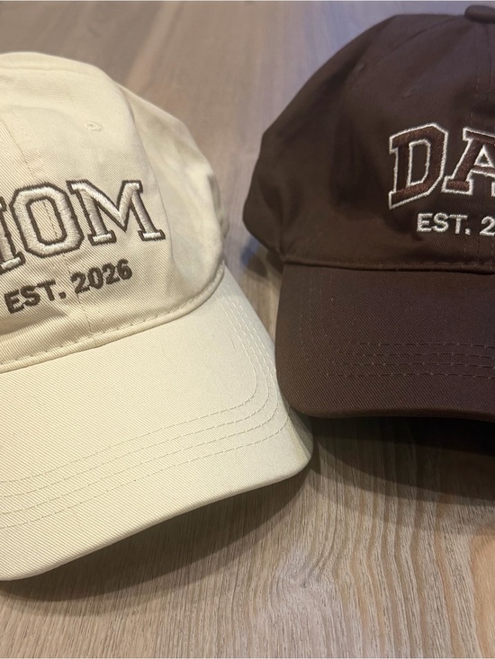 Other - MOM & DAD Embroidered Baseball Caps - Cream & Brown